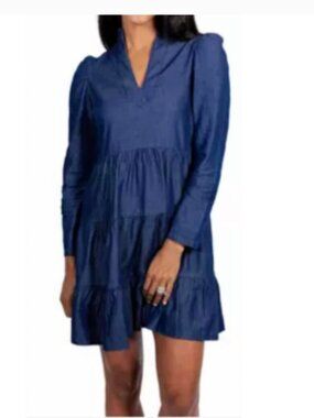 Sail to Sable Long Sleeved Tunic Dress Dark Blue Indigo sz xs
